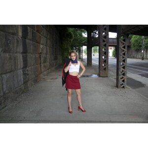 Vintage Blue Red Trim Scarf  Accessory